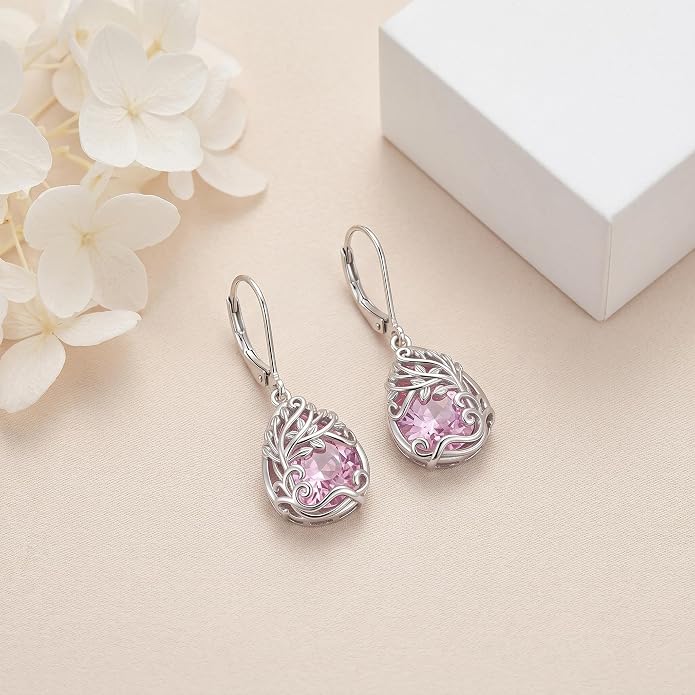 Teardrop Tree of Life/Filigree Earrings for Women Dangle Leverback Earrings Jewelry Gift Anniversary For Her
