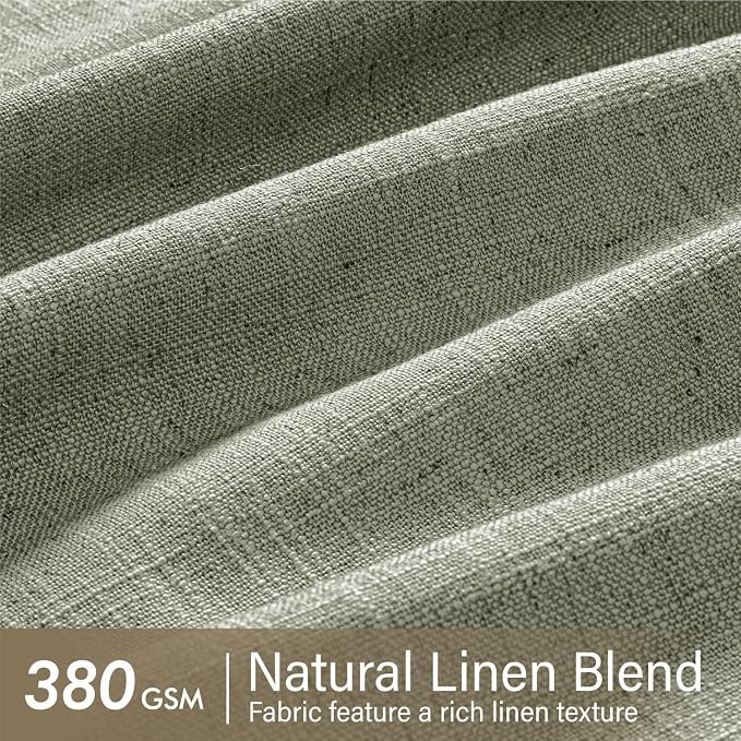 MIULEE Pinch Pleated Thick Linen Curtains 96 Inches Long 2 Panels for Living Room Bedroom, Memory Trained Pleat Drapes Light Filtering Sage Green Semi Sheer Window Curtains Hooks Rings Back Tab