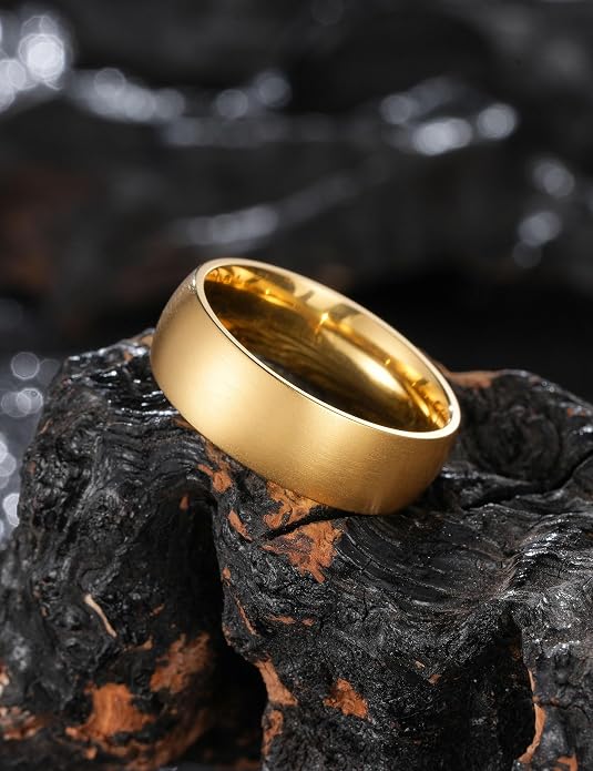 King Will Titanium Wedding Band for Men Women-Sliver/Black/Gold Plated Pure Titanium Wedding Ring, 3-9mm Widths Available Brushed Matte Design Comfort Fit Size 4-16