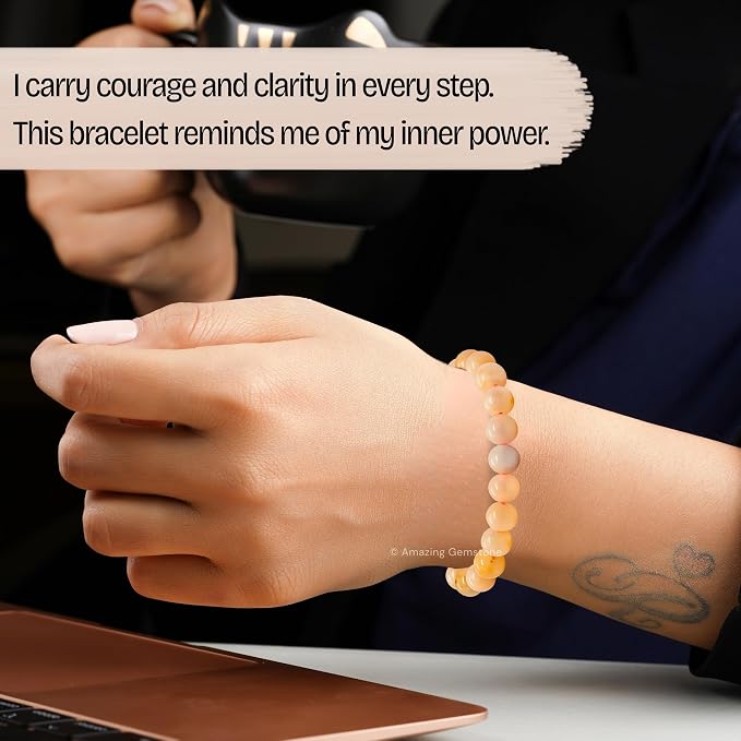 Amazing Gemstone Canadian Flower Agate Bracelet for Women Men's Gifts - Protection Healing Crystal Bracelet - 8mm Gemstone Beaded Adjustable Bracelet Pulseras para Hombres Mujer Stocking Stuffers