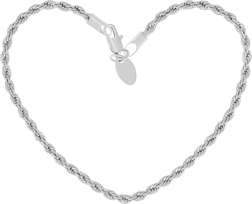 LIFETIME JEWELRY Womens Gold Anklet 3mm Rope Chain Ankle Bracelet 24k Real Gold Plated