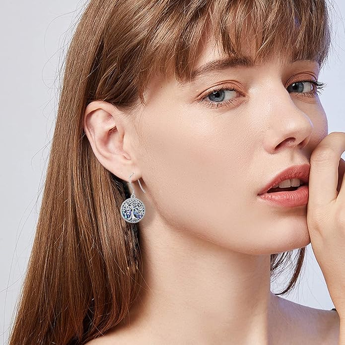 Aniu Tree of Life Earrings for Women Turquoise Malachite Teardrop Dangle Earrings for Women Sterling Silver Anniversary Birthday Drop Dangle Earrings Jewelry Gifts