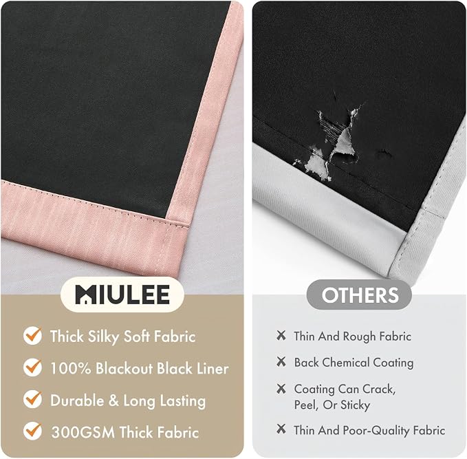 MIULEE Pink and Greyish White Ombre Blackout Curtains, Full Room Darkening Thermal Insulated 90 Inches Long Drapes for Bedroom/Living Room Grommet Window Treatments Modern 52Wx90L, Set of 2