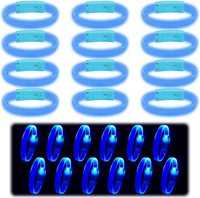 12 Magic Band Pack | Glow in The Dark | Flashing Light up for Concerts | Running Lights for Runners | Glow in The Dark Bracelets | Led Bracelet