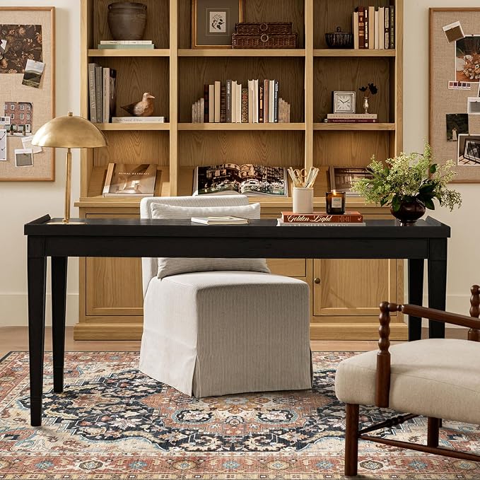 LUXRUG Oriental Living Room Rug 5x7 - Terracotta Black Washable Area Rug Soft Bedroom Rug Vintage Medallion Farmhouse Dining Room Rugs for Under Table Ultra-Thin Carpet for Living Room Bedroom Foyer