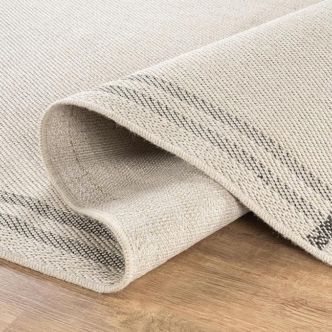 Luul Home Easy Jute Rugs 8x10 Bordered Bone Color Living Room Indoor Outdoor Area Rug for Patio and Kitchen Rug High Traffic Washable Easy to Clean Solid Boho Woven Design Outside Carpet (8 x 10)