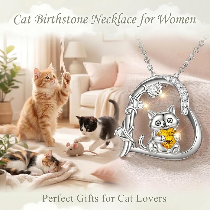 PELOVNY Teddy Bear Necklace for Women 925 Sterling Silver Bear/Highland Cow/Fox/Cat/Axolotl Birthstone Necklace Christmas Birthday Jewelry Gifts for Mom Daughter Wife Sister