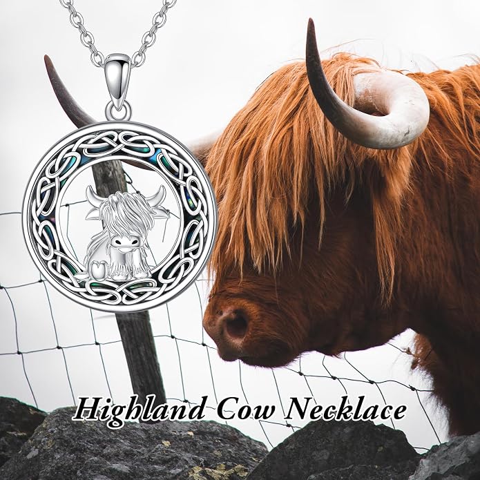 Highland Cow Gifts for Women 925 Sterling Silver Highland Cow Birthstone Necklace Fluffy Cow Jewelry Gifts Birthday Christmas