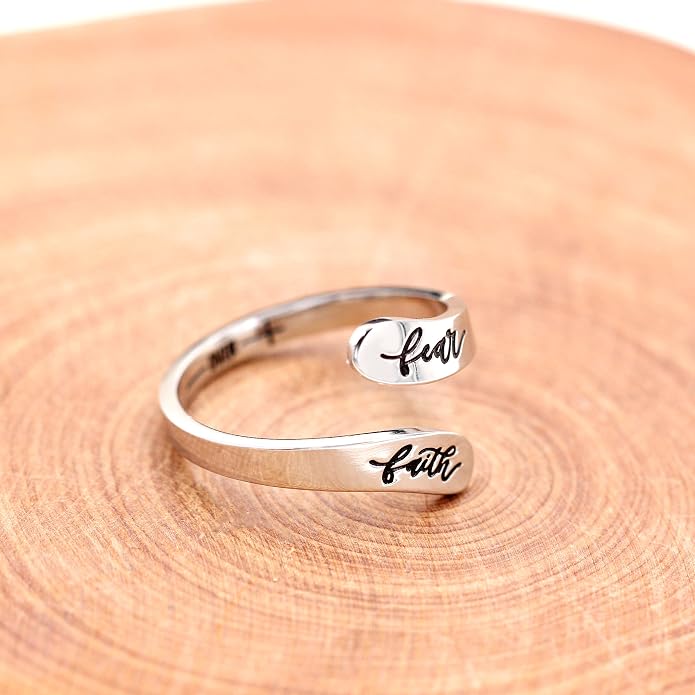 Uloveido Adjustable Inspirational Flying Dandelion Double Stainless Steel Freedom Ring Bands Cool Stacking Gift for Women, Engraving Rings Motivational Gift Y2004