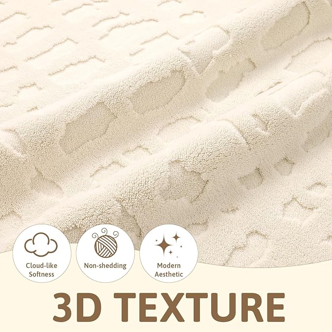 Yamaziot 8x10 Washable Area Rug, High-Low Grid Textured Living Room Rugs, Soft Fluffy Non-Slip Mats Stain Resistant Contemporary Bohemian Carpet for Dining Room, Kids Nursery Room, Bedroom, Office