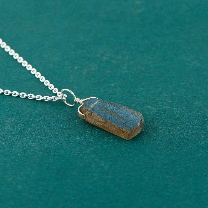 Natural Raw Gemstones Pendant Necklace, Rough Stones Dainty Jewelry, Handmade Bohemian Jewelry, Silver Plated Chain, Healing Crystals, Christmas Gift for Women