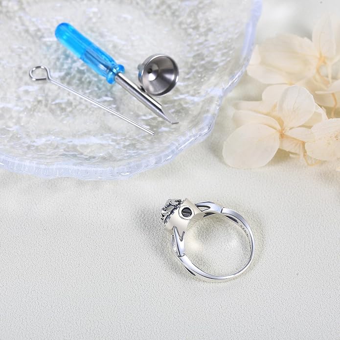 Heart/Abalone/Moonstone Heart Urn Ring for Women 925 Sterling Silver Cremation Jewelry for Ashes Cremation Ring Holds Loved Ones Ashes…