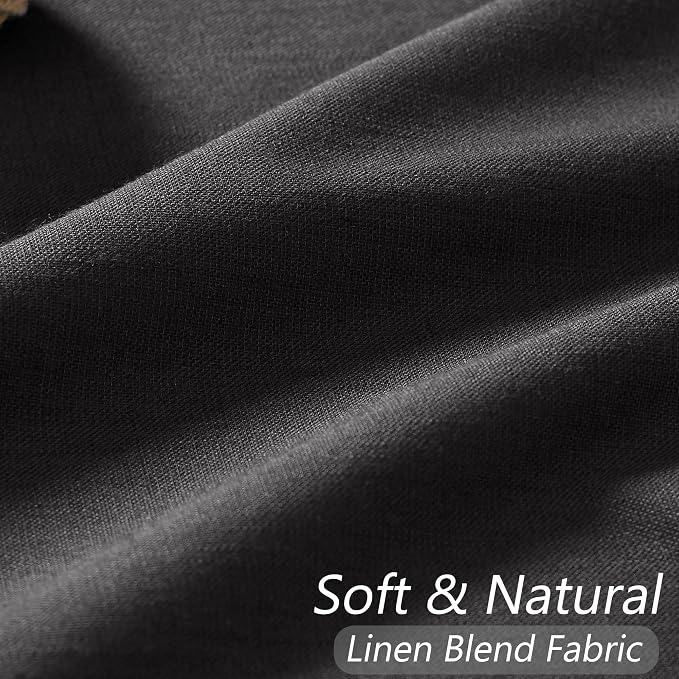 Guken Black 100% Blackout Curtains 108 Inch Length 2 Panels Set for Living Room Bedroom Back Tab Thermal Insulated Black Out Linen Drapes Room Darkening Window Curtains 52x108