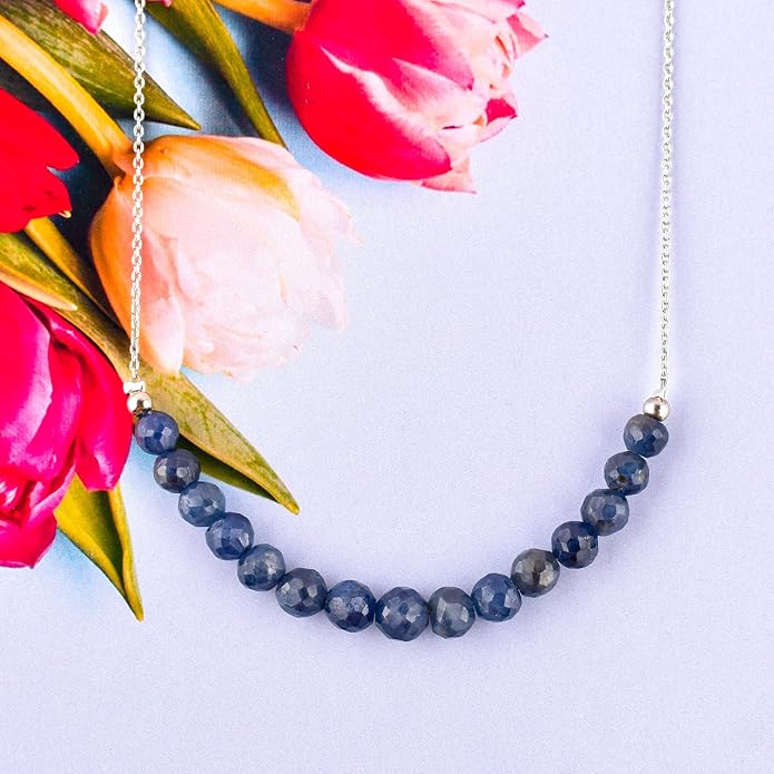 Natural Gemstone Dainty Pendant Necklace for Women Handmade Crystal Jewelry 925 Sterling Silver 18 Inch Chain Healing Chakra Christmas Birthday Gift for Her