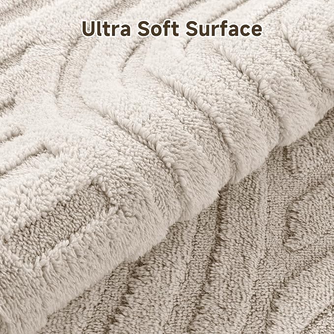 Pauwer Area Rugs for Living Room 9x12, Non Slip Washable Modern Rug, Beige | Soft Fluffy, Boho Neutral, Indoor Floor Carpet, For Bedroom Entryway Dining Room Nursery Farmhouse
