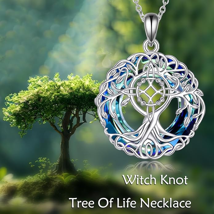 YFN Tree of Life Necklace Sterling Silver Celtic Knot Tree Pendant Jewelry Gifts for Women Men