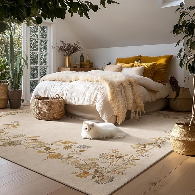 palohom 10x14 Area Rugs for Living Room: Washable Rug Stain Resistant Non Slip Low Pile Faux Wool Ultra Soft Lightweight Large Rugs for Bedroom Dining Room Farmhouse Kids Playroom Nursery Home Office