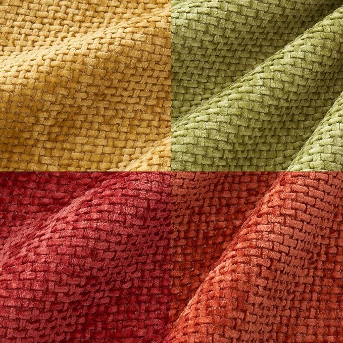 MIULEE Pack of 4 Burnt Orange Couch Throw Pillow Covers 20x20 Inch Yellow Green Soft Decorative Chenille Pillows Farmhouse Accent Cushions for Boho Fall Home Decor Sofa Bedroom Living Room