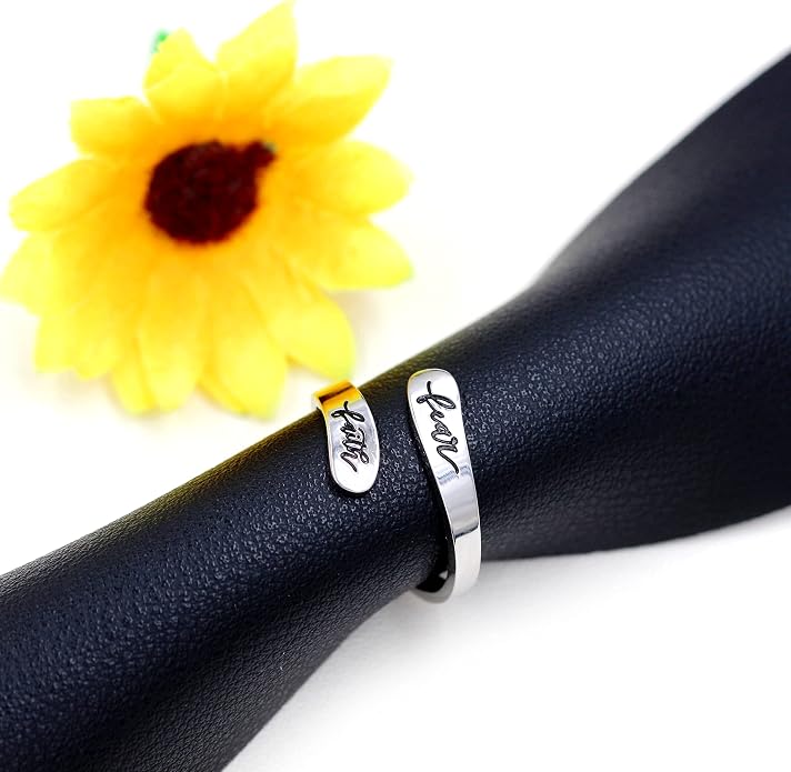 Uloveido Adjustable Inspirational Flying Dandelion Double Stainless Steel Freedom Ring Bands Cool Stacking Gift for Women, Engraving Rings Motivational Gift Y2004