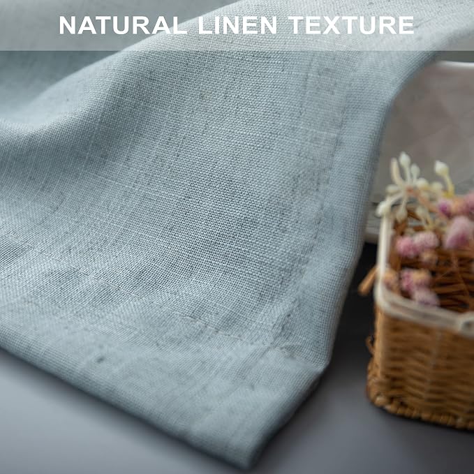 Seafoam Curtains 63 Inch Length for Kids Room 2 Panels Set Back Tab Pocket Casual Woven Textured Semi Sheer Linen Grey Green Curtains for Bedroom Boys Coastal Beach Mint Teal Aqua Sea Foam 52x63 Long