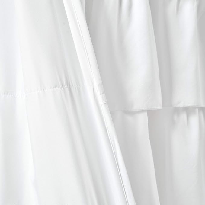 Lush Decor Ruffle Window Curtain - Vintage Chic Farmhouse Style Panel for Living, Dining Room, Bedroom (Single), 50”W x 84"L, White