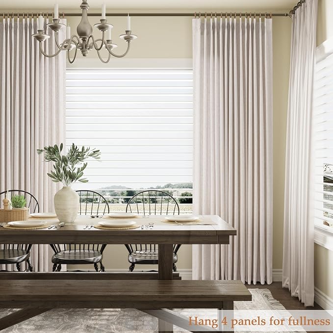 Aersas Linen Pinch Pleated Cream Curtains 80 Inch for Living Room Privacy Rod Pocket Back Tab Pleat Window Curtain 2 Panels for Bedroom Dining Room Light Filtering Boho Farmhouse Drapes 40x80