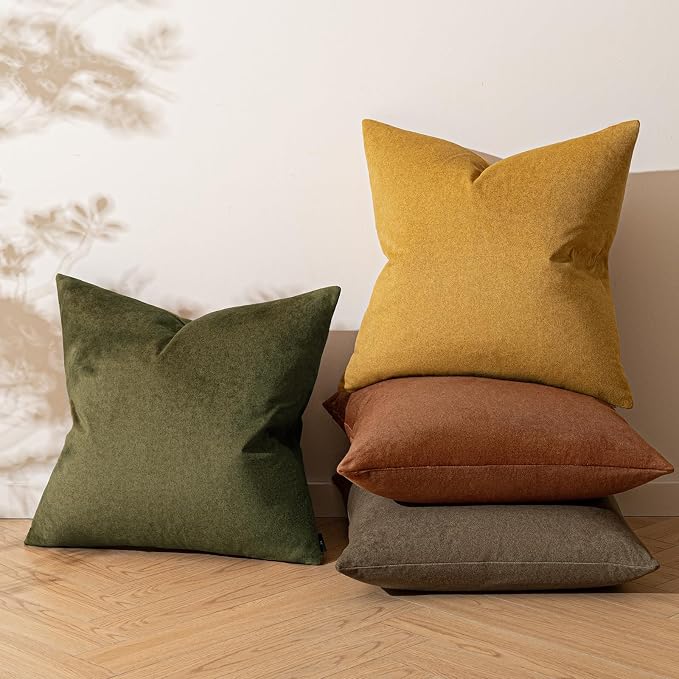 a moment Waterproof Throw Pillow Covers Set of 4,18x18 Inch Outdoor Stain Resistant Pet Friendly Pillowcases Cushion Covers for Patio Sofa and Living Room,Amber Woods