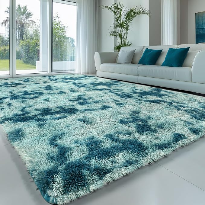 Sour Lemon 8x10 Area Rugs for Bedroom Living Room, Large Fluffy Shag Rug | Shaggy Carpet, Soft Plush Furry Bedside Rugs, Anti Slip, Washable Area Modern Rugs Floor Mat for Kids Girls Boys Living Room