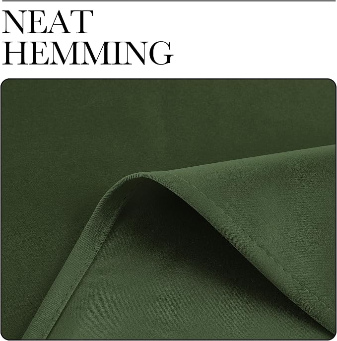 NICETOWN Dark Green Blackout Cafe Satin Curtains for Small Windows, 42" Wide by 63" Long, 2 Panels, Grommet Noise Reducing Faux Silk Blackout Drapes for Dining Room