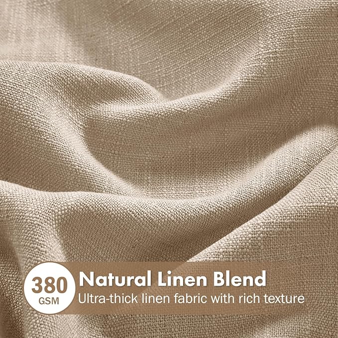 MIULEE Thick Linen Curtains, 42Wx96L, Taupe Semi Sheer Linen Textured | Light Filtering Window Privacy Drapes with Back Tab Rod Pocket for Farmhouse/Living Room/Bedroom, Set of 2