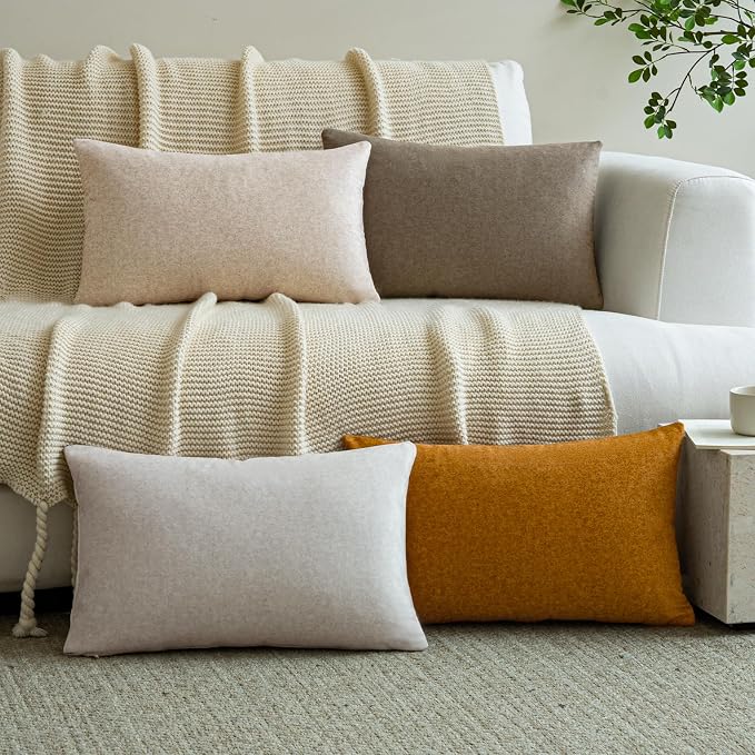 a moment Waterproof Throw Pillow Covers Set of 4,20x12 Inch Outdoor Stain Resistant Pet Friendly Pillowcases Cushion Covers for Patio Sofa and Living Room,Earth's Rhythm