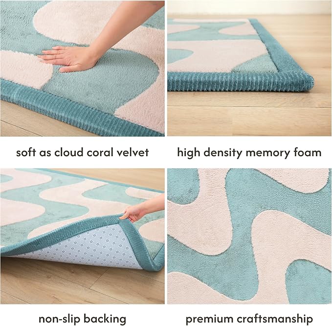 Hakuna Matte CloudRise Baby Play Mat for Floor 60" x 80" Waves | Coral Velvet high-density foam Rug for Crawling & Cozy Play – Non-Slip, Water-Resistant, Easy-CareTummy Time Mat