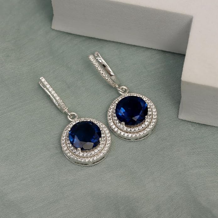 LeCalla 925 Sterling Silver Leverback Dangle Earrings for Women | Gemstone Drop Dangle Earring Jewelry Gifts for Wedding, Anniversary, Christmas, Valentine’s Day, New Year