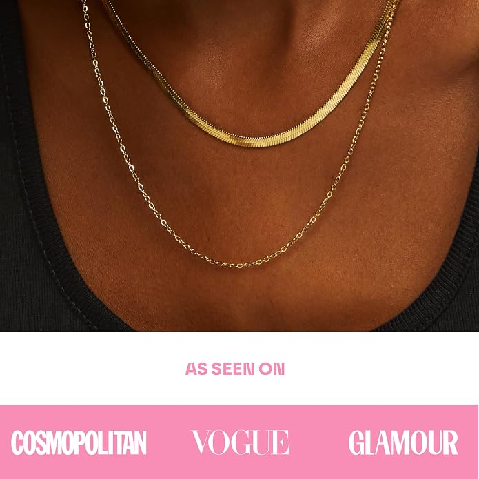 Hey Harper Gold Necklace For Women Trendy Necklace - 14K Golden PVD Coating Waterproof & Sweatproof Non Tarnish Jewelry Chain Necklaces