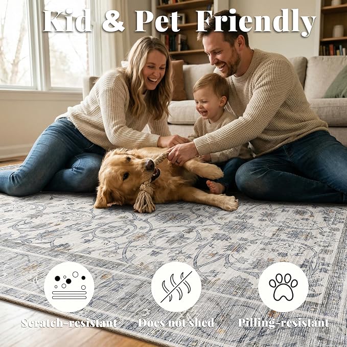 Machine Washable Entryway Small Area Rugs: Soft Non-Slip Low Pile Door Mat Indoor Entrance 2x3 ThrowRug for High-Traffic Areas Kitchen, Hallway, Farmhouse Decor