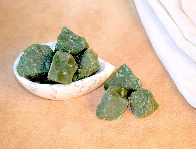 Large 1.25-2.0” Natural Green Jade Raw Crystals Stones for Meditation, Chakra, Reiki, Crystal Grid, Energy Work, Wire Wrapping, Tumbling & Spiritual Home Decor