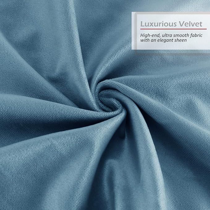 Nestl Throw Euro Pillow Covers, Cozy Velvet Decorative Pillow Covers 26 x 26 Inches, Soft Solid Couch Pillow Case for Sofa, Bed and Car, Set of 2 - Blue Heaven