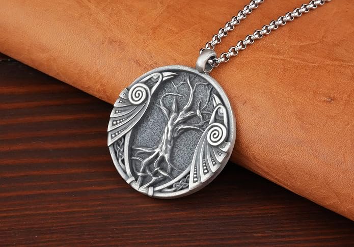 Baldur Jewelry - Handcrafted Yggdrasil Viking Norse World Tree of Life Pendant Necklace Amulet Jewelry | 925 Sterling-Silver Tree of Life Necklace | Viking Gifts |Jewelry for Men Women