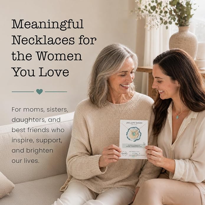 SOULKU Luxe Inspirational Necklace, Empowerment Jewelry, Handcrafted Necklace For Women, Gift For Mom, 2" Extender With Lobster Clasp, 16" Nylon Cord