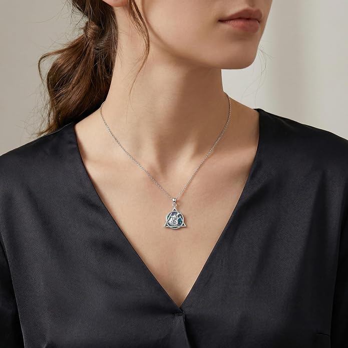 Wolf Necklace Triangle Viking Pendant Necklace Triangle Viking Wolf Jewelry Gifts for Women Men