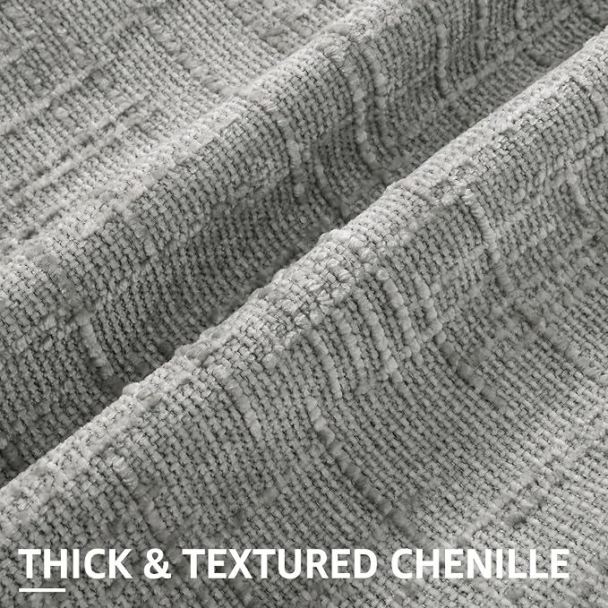 decorUhome Textured Chenille Throw Pillow Covers 16x16 Set of 2 Grey | Fall Modern Farmhouse Soft Cozy Slubby Couch Pillow Cases Boho Decorative Pillow Cases for Bed Sofa Living Room Home Decor