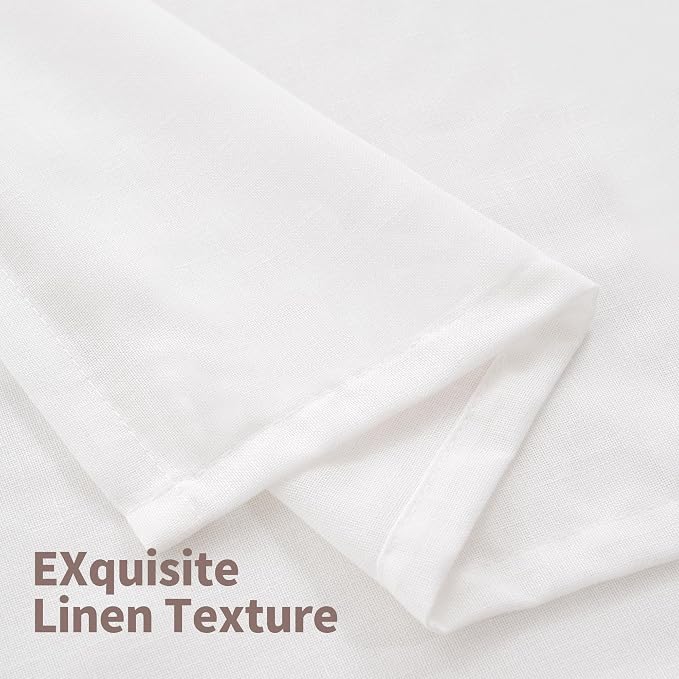 YoungsTex 72 Inch Length White Linen Semi Sheer Curtains for Living Room, Light Filtering Textured Drapes with Grommet Lightweight for Bedroom Dining Room, 2 Panels, 52 X 72 Inch