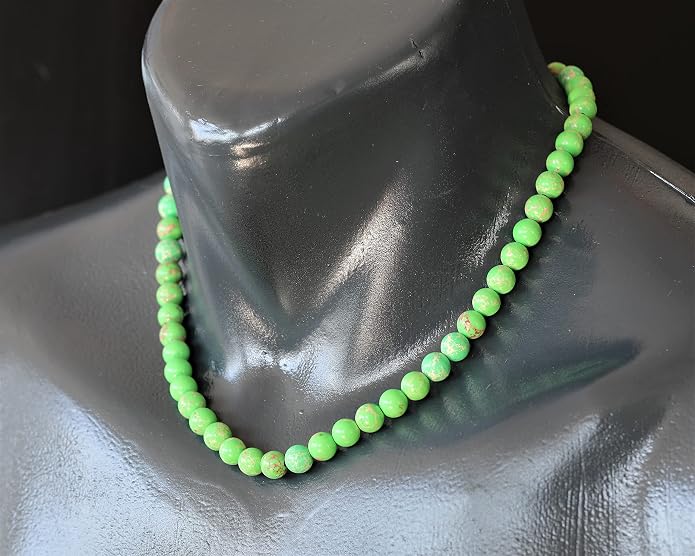 Natural Gemstone Beaded Choker Necklace | 8mm Handmade Adjustable Jewelry for Men & Women | Chakra Balancing Crystal Necklace | Spiritual Gift | Macrame Cord with Extender