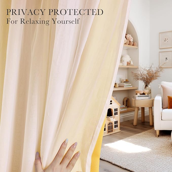 PONY DANCE Blackout Curtains - Curtains 84 inches Long with Sheer Overlay Nursery Panels for Bedroom/Living/Dining Room, 52 W by 84 L, Lemon Yellow, 2 Pieces