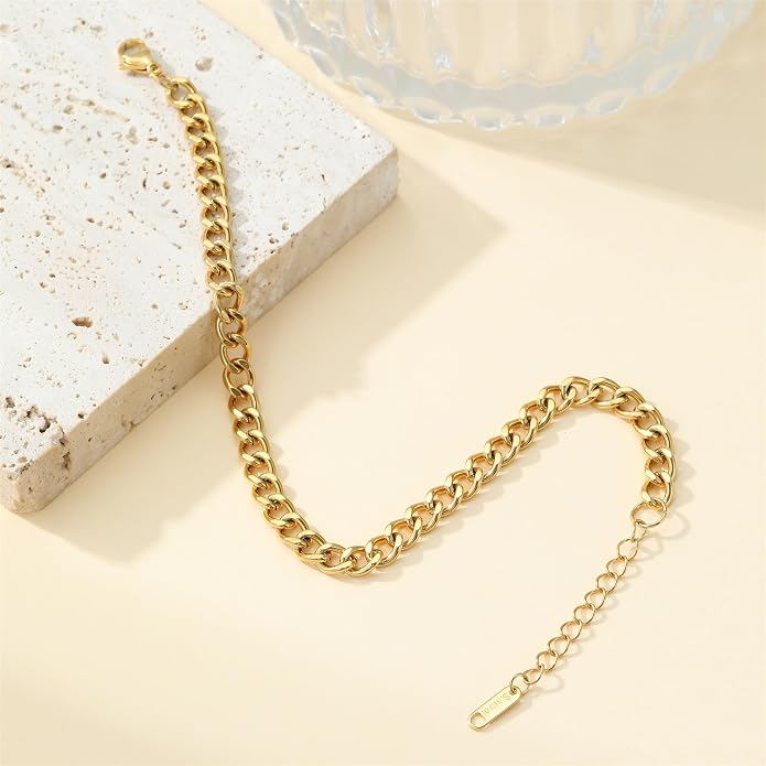 Dainty Ankle Bracelets for Women 18K Gold Plated Satellite Beaded Herringbone Lip Chain Anklets Simple Minimalist Summer Beach Foot Jewelry Christmas Gifts