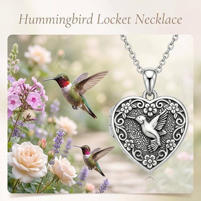 PELOVNY Locket Necklace That Holds Pictures 925 Sterling Silver Photo Locket Pendant Birthday Christmas Memorial Jewelry Gifts for Women Men