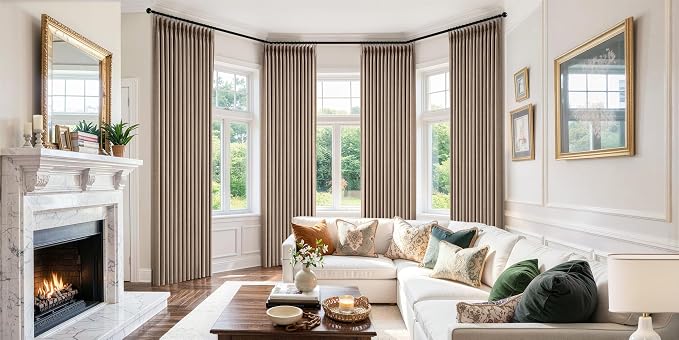 MIULEE Pinch Pleated 100% Blackout Curtains 40"x96" Long Linen 4 Panels Set | Thick Linen, Memory Trained Pleat, Back Tab Double Layer Drapes, Thermal Insulated, Curtain for Bedroom Living Room Darkening