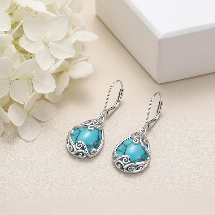 Teardrop Tree of Life/Filigree Earrings for Women Dangle Leverback Earrings Jewelry Gift Anniversary For Her