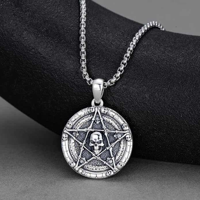 Skull/Skeleton Memento Mori Necklace 925 Sterling Silver Skull/Skeleton Pendant Hourglass Necklace Skull/Skeleton Jewelry for Men Women