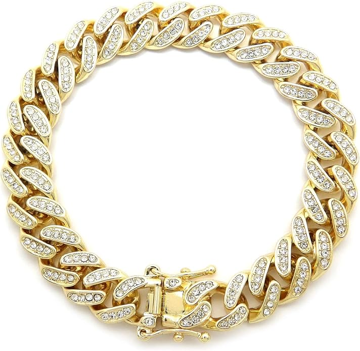Fashion 21 Women's Stone Filled 10mm, 12mm Various Length Box Lock Cuban Chain Anklet